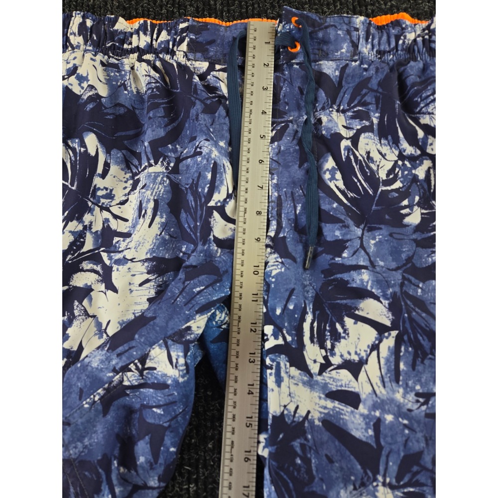 ZeroXposur Mens Blue White Tropical Monstera Leaf Swim Trunks Size Medium M - Picture 7 of 9